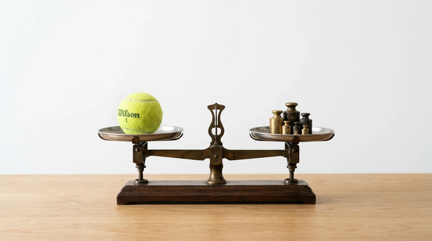 Tennisball auf einer Waage als Symbol für Handicap-Wetten im Tennis